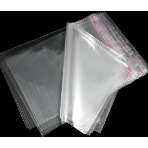 100 Pcs OPP Self Adhesive Seal Plastic Bags Transparent Clear Resealable Cellophane Poly Storage Packaging Clear Bag
