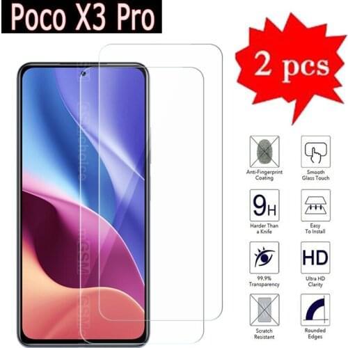 2-1Pcs Premium Glass For Poco X3 Pro Cover Phone Protection Film 9H 2.5D Explosion Proof Tempered Glass