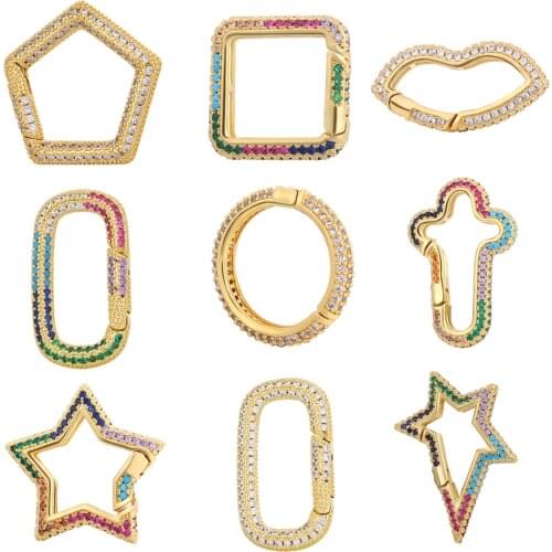 2021 New Rainbow Cubic Zirconia Press Clasps DIY Necklace Bracelets Findings Accessories Rhinestone Clasp For Jewelry Making