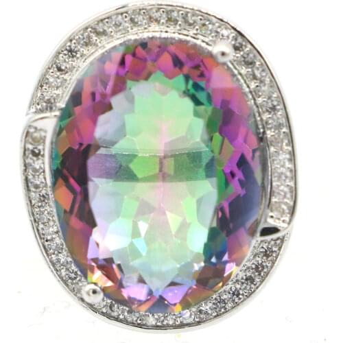 34x27mm Delicate Fine Cut Drop Created Blue Aquamarine For Women Dating Bride Engagement Silver Rings Drop Shipping