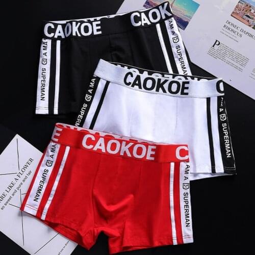 Underwear men Letter Solid Underpants Boxer Mens sexy panties Breathable Flexible Shorts Boxers Homme ( 3 Pieces )