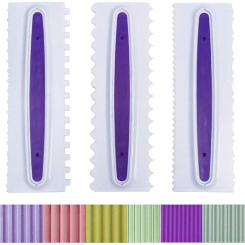 3pcs/pack Icing Smoother Comb Plastic Sawtooth Cake Scraper Polisher Smoother Decorating Mousse Butter Cream Cake Edge Tools