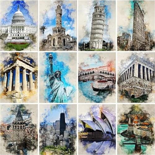 EverShine Diamond Painting City Building Cross Stitch Diamond Mosaic Landscape Picture Rhinestones New Arrivals Home Decor