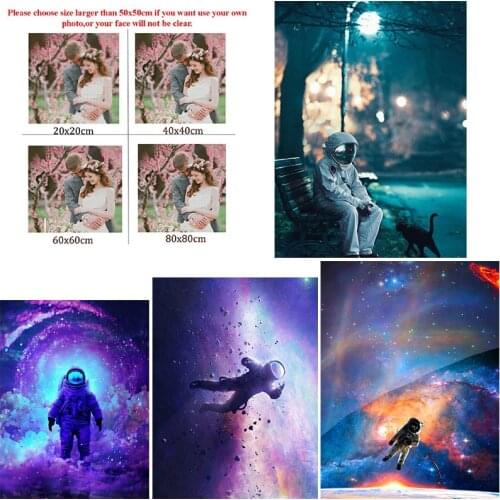 Diy Diamond Painting Custom Figure Painting Nebula Astronaut Square Diamond Round Diamond Cross Stitc Mosaic Home Decora