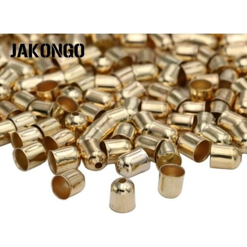 JAKONGO Golden Color End Beads Caps Jewelry Findings for DIY Leather Bracelet Tassel Earrings 50pcs