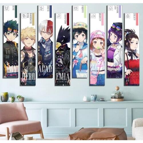Hd Prints Pictures Wall Artwork Painting 8 Piece My Hero Academia Anime Character Canvas Home Decor Modular Poster Living Room