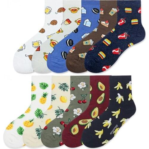 Kawaii Women Food Fruit Dessert Cartoon Cotton Socks Cute Cookies Avocado Banana Fox Sushi Donut Pineapple Cake Gift Sock Girls