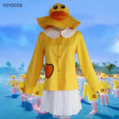 YOYOCOS Game Peace Elite Yellow small Duck Cosplay Clothes Costume of Theatre Halloween Party Whole Set Uniform cap