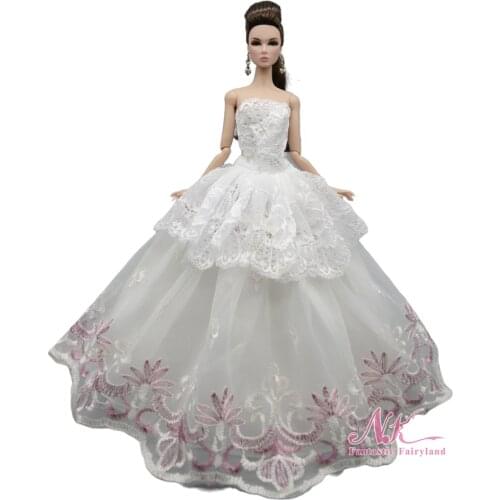 NK One Pcs Princess Noble Leaves Wedding Dress Party Gown For Barbie Accessories Doll Fashion Design Outfit Best Gift Girl 4X