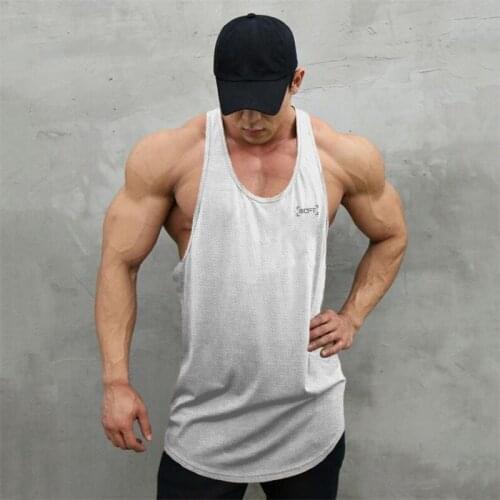 New Workout Casual Mens Gym Tank Top Muscle Singlets Running Sports Clothing Bodybuilding Sleeveless Training Fitness Mesh Vest
