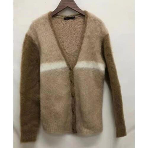 Autumn and Winter New V-neck Knitted Top 2021 V-neck Long-sleeved Loose and Thin Contrast Coat Cardigan