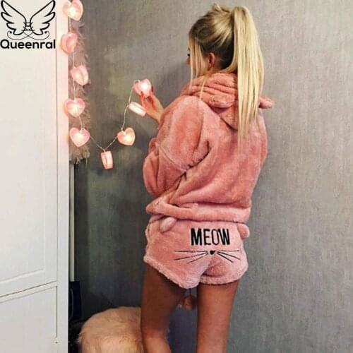 Queenral Womens Pajamas Set Pyjama Sexy Nightwear Warm Pijama Homewear Sleepwear Flannel Winter Pajamas Plus Size XXXL 4XL 5XL