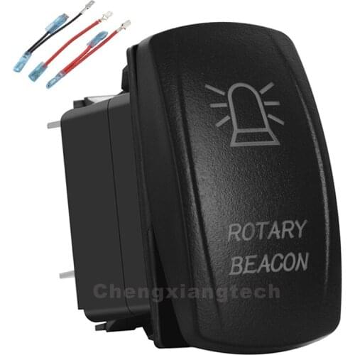 Rotary Beacon Up Blue & Red Led Rocker Switch ARB Carling 5P SPST ON/OFF 12v/24v +Jumper Wires Set Car Boat Truck Waterproof