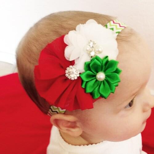 Christmas children chiffon flower head baby Christmas decoration head ornaments baby chiffon flower headband