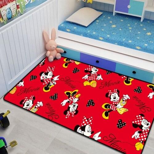 Minnie Mickey Mouse Playmat Carpet Kids Rugs Bedroom Door Mat Wood Board Print Carpets Kitchen for Living Room Playmat Gift
