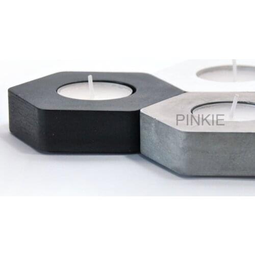 Hexagon cement candlestick silicone mold plaster candlestick decoration pieces home cafe romantic candlestick silicone mold