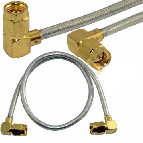 1pce SMA Male Plug RA to SMA Male Right angle RG402 0.141" Silver Cable Semi-rigid Flexible Pigtail 4inch~20M RF Connector