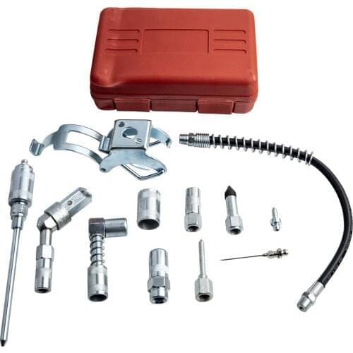 Lubrication Grease Gun Aid Hoses Couplers Fittings Needle Nose Adapter Tool Kit