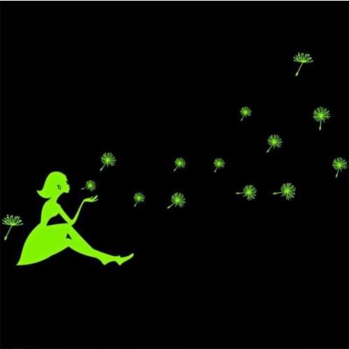 Creative Pattern Luminous Wall Stickers Dandelion Butterfly Girl Living Room Bedroom Decoration Fluorescence Home Decor Sticker