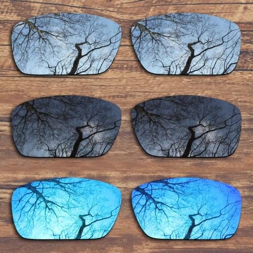 ToughAsNails 3 Pairs Black.Silver.Blue Polarized Replacement Lenses for Oakley Fuel Cell OO9096 Sunglasses