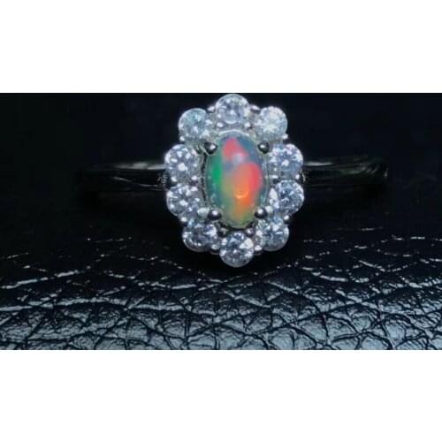 Uloveido Natural Fire Opal Ring, 925 Sterling Silver, Size 4-12, 4*6mm Certified Oval Shape Gemstone Wedding Jewelry for Women