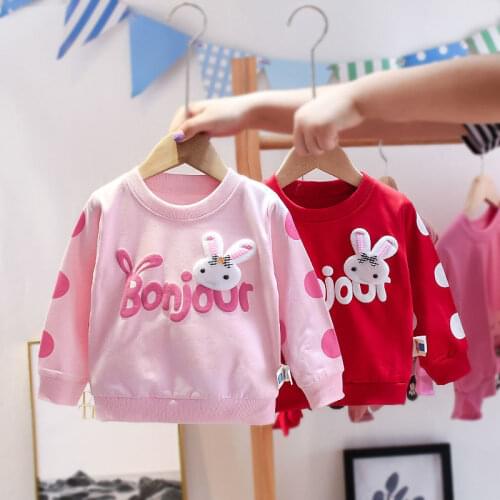 Spring/Autumn Girls Bottoming Shirt New Childrens Sweater Baby Girl Pure Cotton Long-Sleeved Top Kids Clothes
