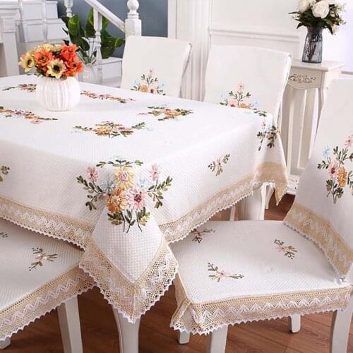 EMDKONI embroidered table cloth cloth art garden tablecloth cotton and linen small fresh and simple round table cloth