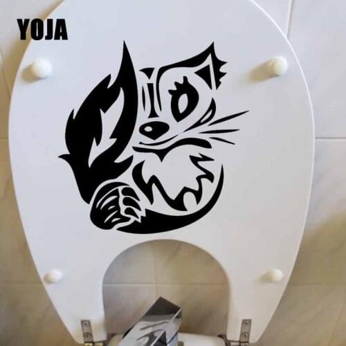 YOJA 23.4X23.2CM Wall Decal Animal Raccoon Cat Cute Bedroom Decor Toilet Sticker T5-0222