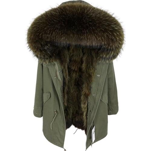 Women Long Real Fox Fur Liner Big Natural Raccoon Fur Collar Hood Jacket Casual 2020 New Winter Coat Parka Streetwear