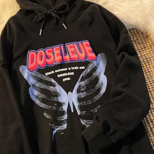 Punk butterfly print womens hip hop sweatshirts goth anime hoodies harajuku y2k aesthetic clothing zip-up jacket with hood