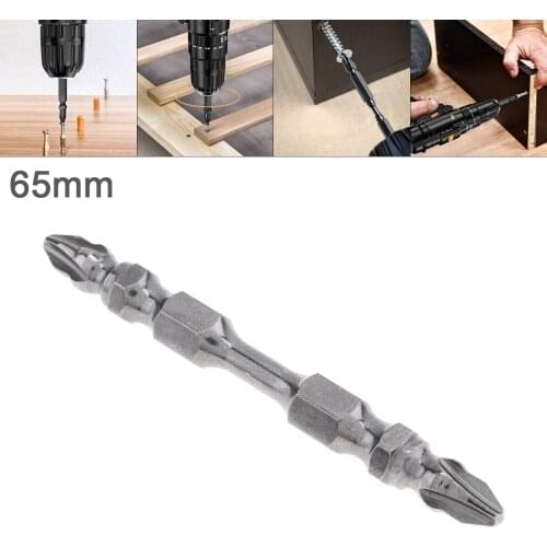 1/4" PH2 65mm S2 Hardness Magnetic Electric Screwdriver with Phillips Screws and Double Head for Drill Hole