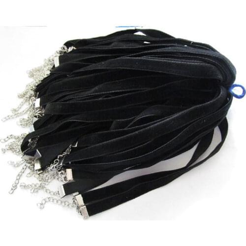 10pcs 13inches Adjustable 10mm Flat Black Velvet Choker Necklace Cord String Rope,DIY Beading Pendant Charm Cord,Tatto Choker