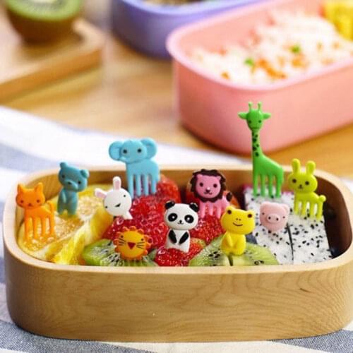 10PCS/Set Bento Kawaii Cute Animal Food Fruit Picks Forks Lunch Box Accessory Decor Tool
