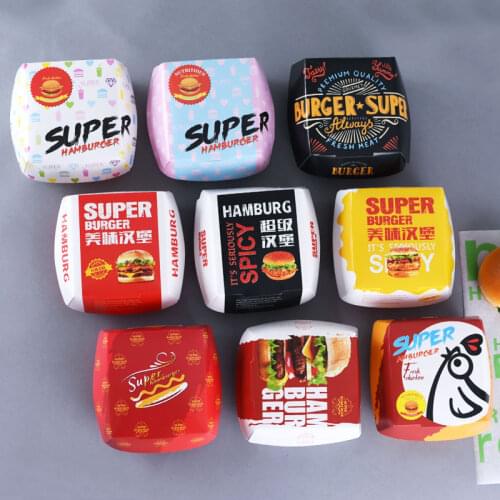 100pcs Hamburger packaging box white card creative baking delicious bread paper box picnic party food disposable package