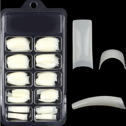 Fingerqueen 100Pcs Tips Fake Nails Full Half French Acrylic ABS Oval Nail Nail 10 Size Transparent Set Nail Tools
