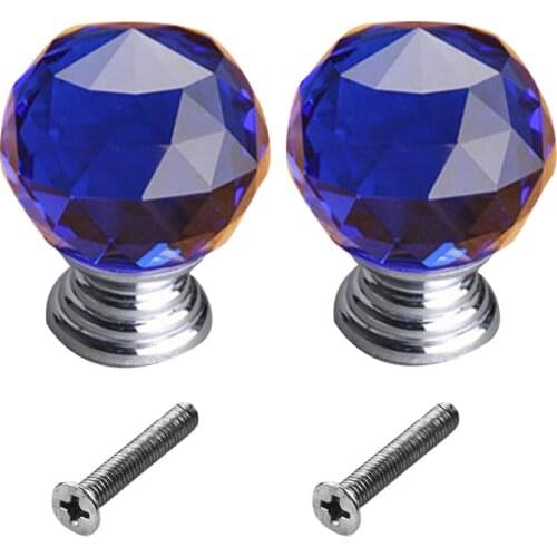 2Pcs 30mm Ball Shaped Crystal Glass Zinc Alloy Base Pull Handle Knob for Cabinet Furniture Hardware