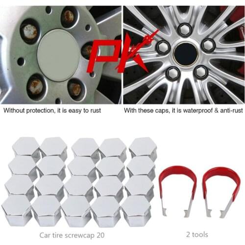 20Pcs Wheel Lug Nut Cover Wheel Lug Nut Bolt Hub Screw Cover Tyre Protective Cap Decor with Removal Tools Car Wheel Decor