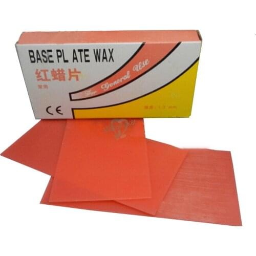20pcs/Box Red Dental Lab Material Base Plate Dental Wax Dentist Auxiliary Material Thickness 1.3mm For Dental Lab