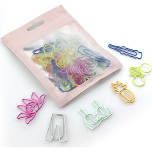 30PCs/pack Cute Mini shaped Paper Clips Kawaii Stationery Paperclips Metal Clear Binder Photos Tickets Notes Letter Clips