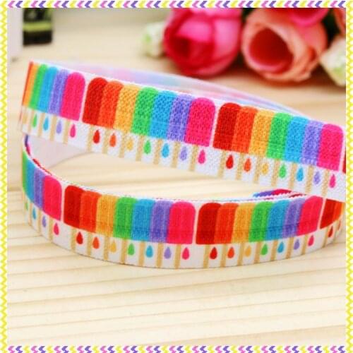 5/8'' Free shipping Fold Elastic FOE ice-cream printed headband headwear hairband diy decoration wholesale OEM P4174