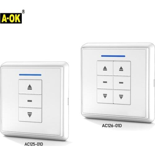 A-OK AC125-01/AC126-01 Single/Dual Wall Switch panel,Wireless remote Wall Controller for A-OK RF433 Curtain Motor/Tube Motor