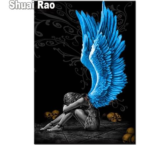 DIY 5D Diamond Painting Angels wings Home Decoration Full Square Round Craft Kits Embroidery skull girl Rhinestone Pictures