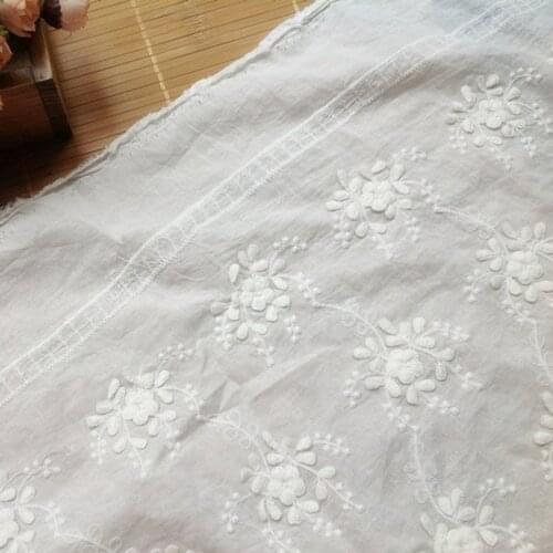 2Yards Off White 100% Cotton Lace Cloth 3D Embroidered Womens Summer Cotton Cloth Guipure Lace Fabric