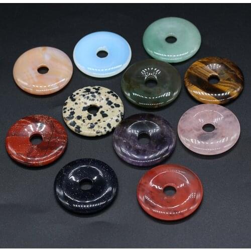 Natural Stone Bead Amethysts Tiger Eye Stone Pendant Big Hole Beads for Jewelry Making Necklace for Women Size 40x40x6mm