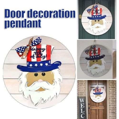 Wooden Welcome Sign Round Crafts Independence Day Hanging Ornament Creative Gifts for Home Door Garden Decoration can CSV