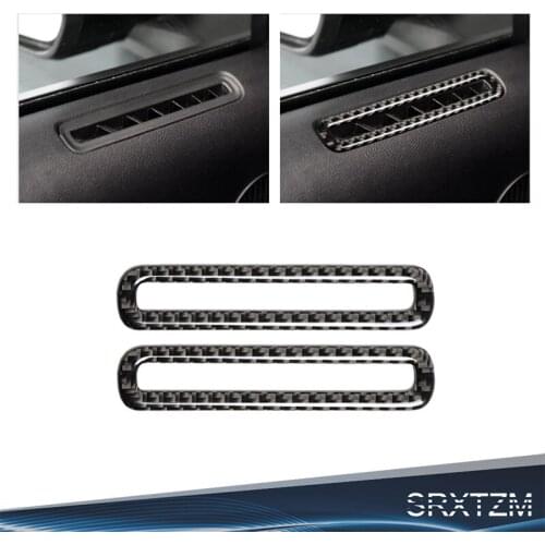 SRXTZM For Ford Mustang 2015 2016 2017 Carbon Fiber Car Door Air AC Outlet Vent Molding Cover Trim Sticker Car Styling Stickers