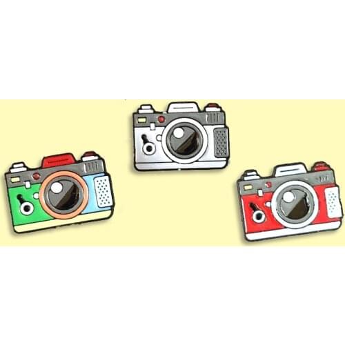 3 styles Camera Enamel Pin Green Gray Red Brooch Backpack Clothes Lapel Fashion Jewelry Gift for Friends