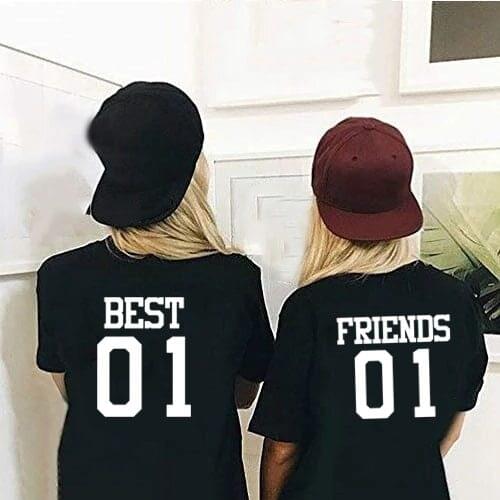 Best Friends Girls Tumblr T Shirt Bff Sister Fashion Tops Women Letter Printed TShirt Girls Bestie 01 02 T-Shirt Female Tees