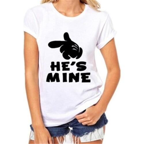 Hes Mine I'm Hers Cartoon Unisex Couple T-shirt Girl/Boyfriend Streetwear Women&Men Valentine Gift Shirt