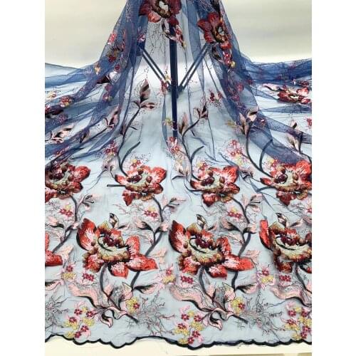 5yards/pc ) Amazing embroidered African tulle lace soft French net lace fabric with sequins for party dress FJL023